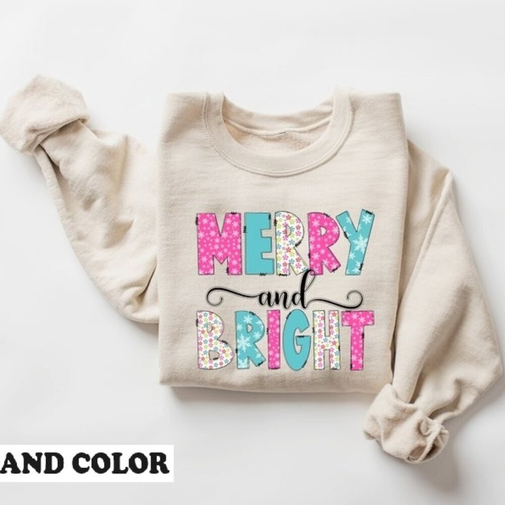 Merry And Bright Family Christmas Sweatshirt Cozy Holiday Season Pullover 05